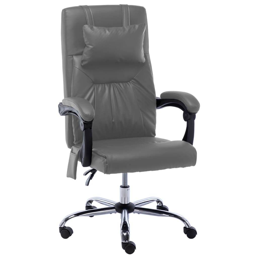Chaise de bureau massante anthracite similicuir