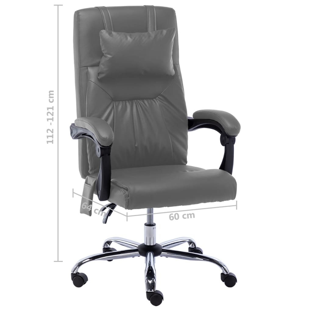 Chaise de bureau massante anthracite similicuir