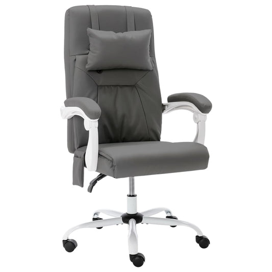 Fauteuil de bureau massant gris en similicuir