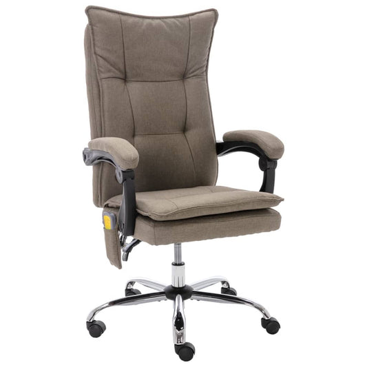 Fauteuil de bureau massant en tissu taupe