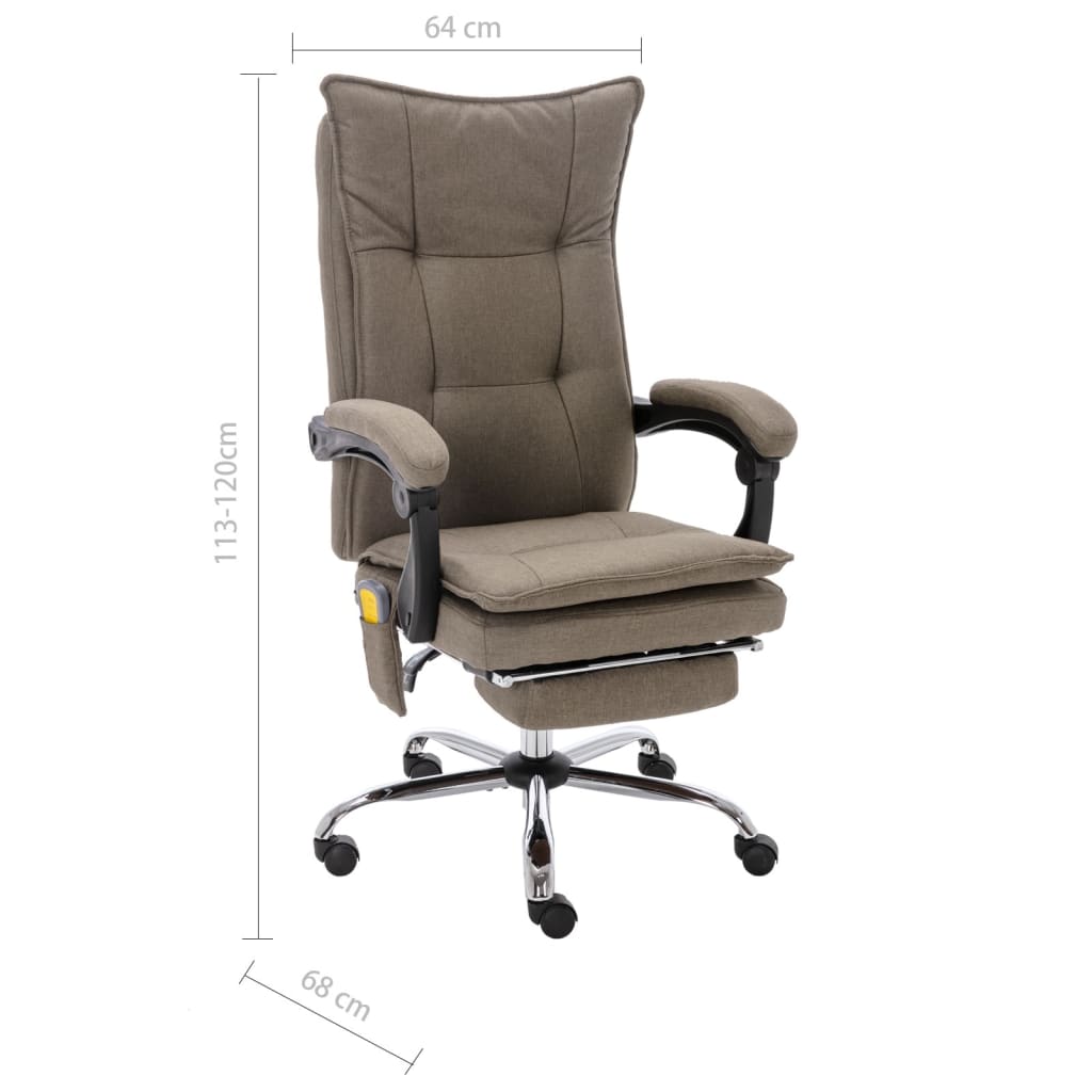 Massage Office Chair Taupe Fabric
