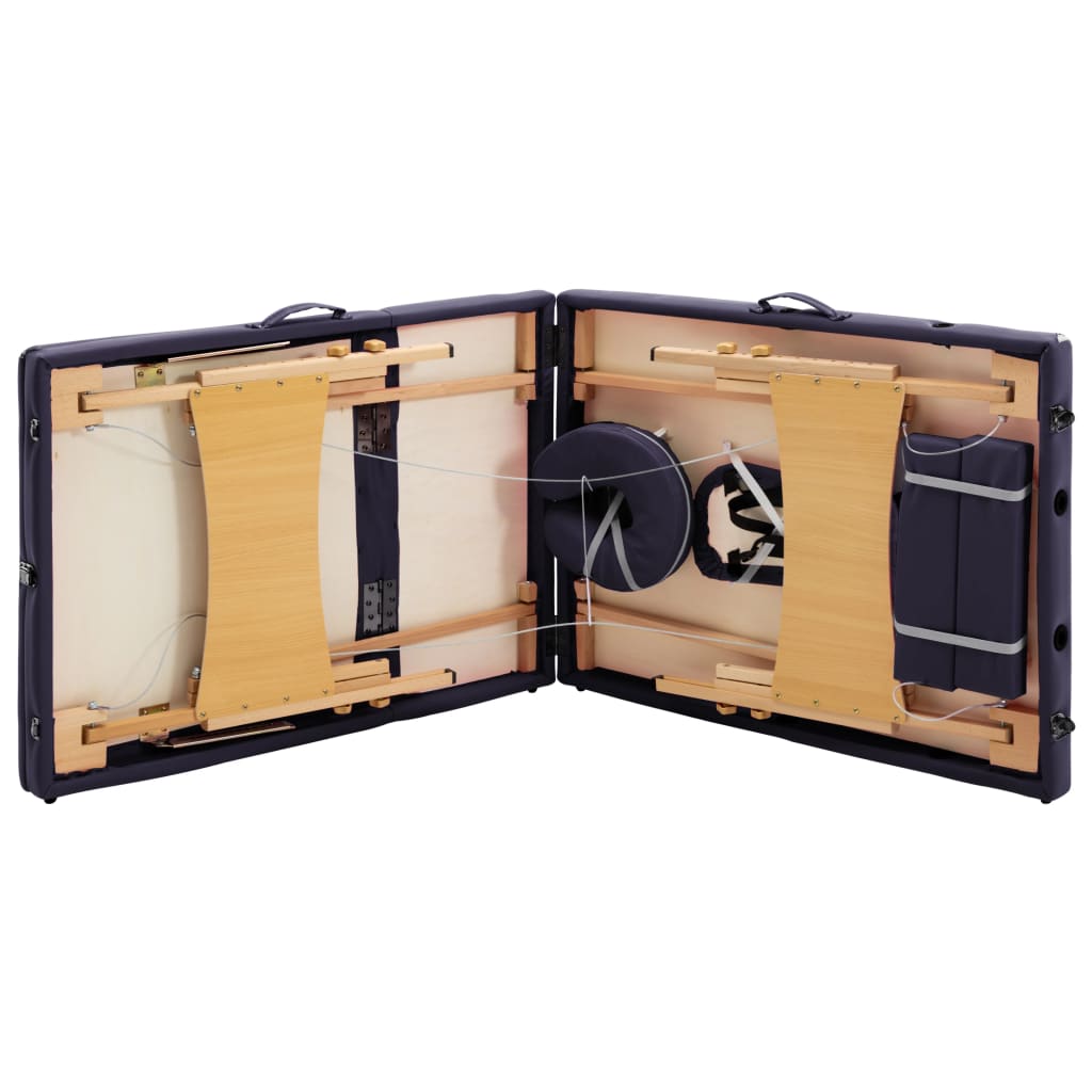 Table de massage pliante 3 zones avec châssis en bois violet