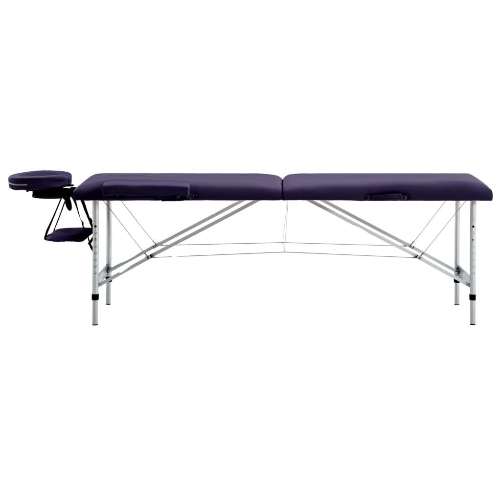 2-Zone Foldable Massage Table with Aluminum Frame Purple
