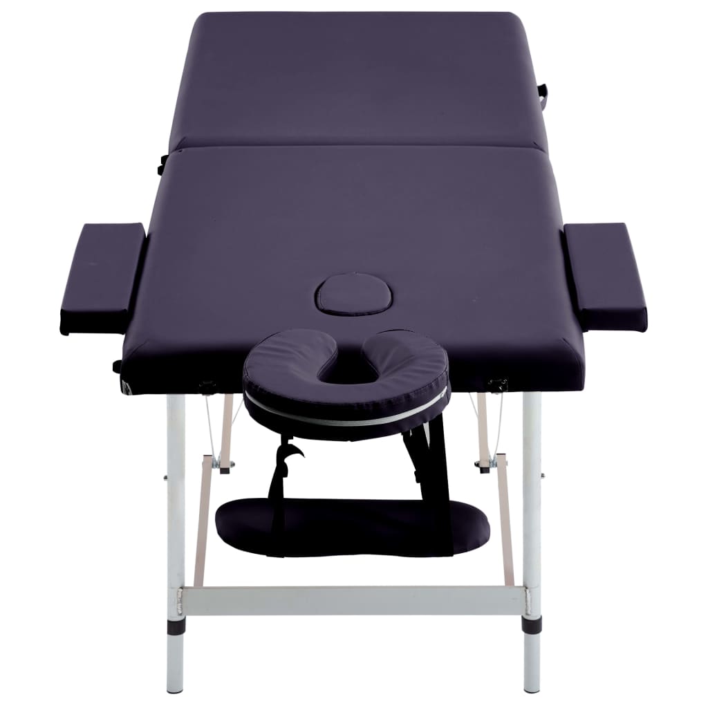 2-Zone Foldable Massage Table with Aluminum Frame Purple