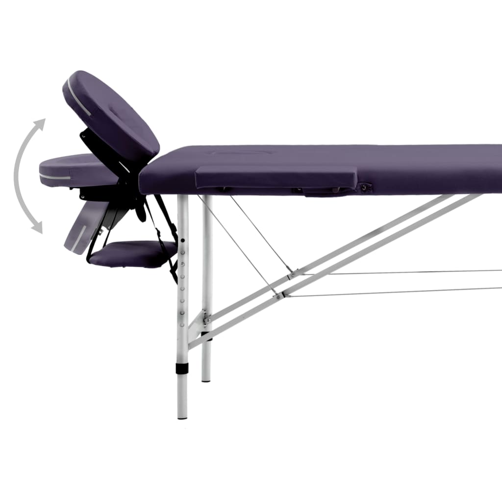 2-Zone Foldable Massage Table with Aluminum Frame Purple