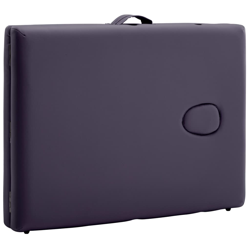 2-Zone Foldable Massage Table with Aluminum Frame Purple