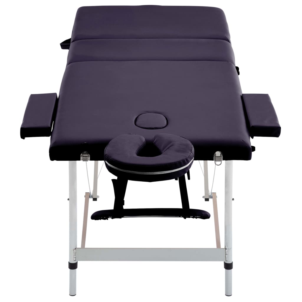 Massageliege Klappbar 3-Zonen mit Aluminiumgestell Lila