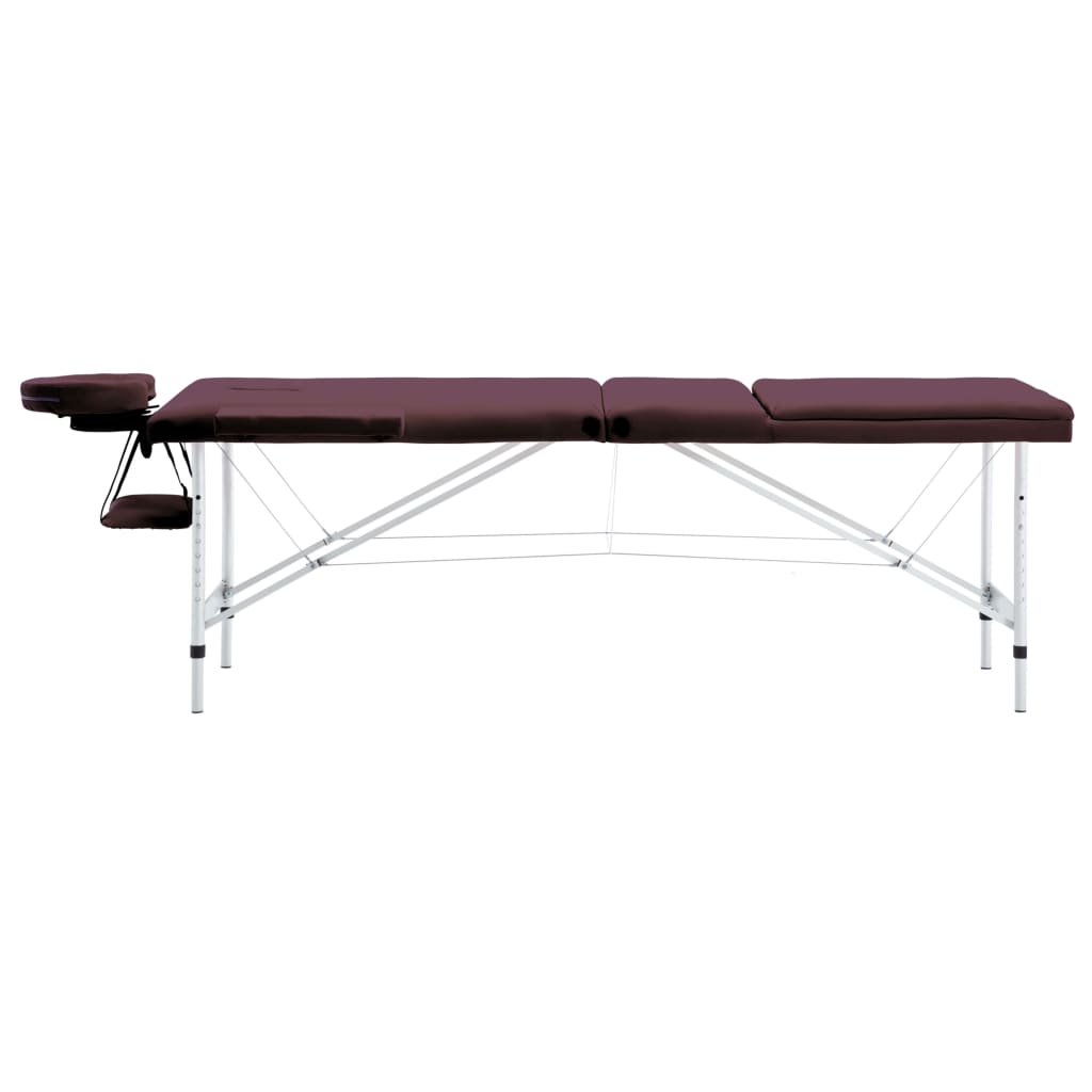 Massage Table Foldable 3 Sections Aluminum Dark Purple