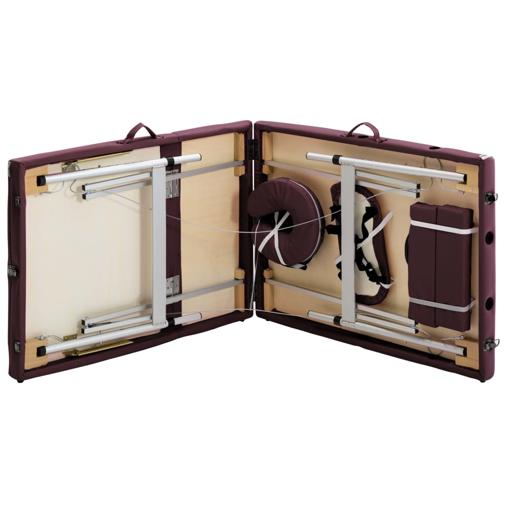 Massage Table Foldable 3 Sections Aluminum Dark Purple