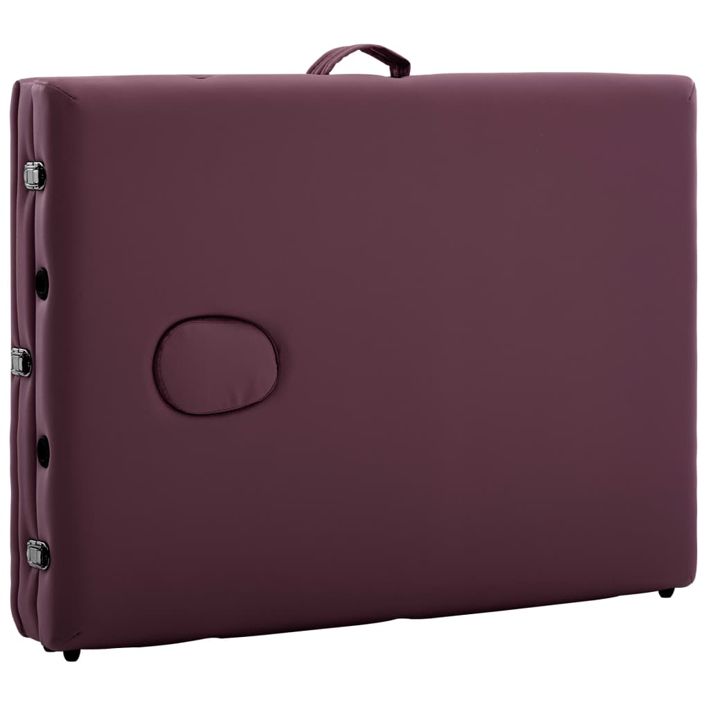 Massage Table Foldable 3 Sections Aluminum Dark Purple