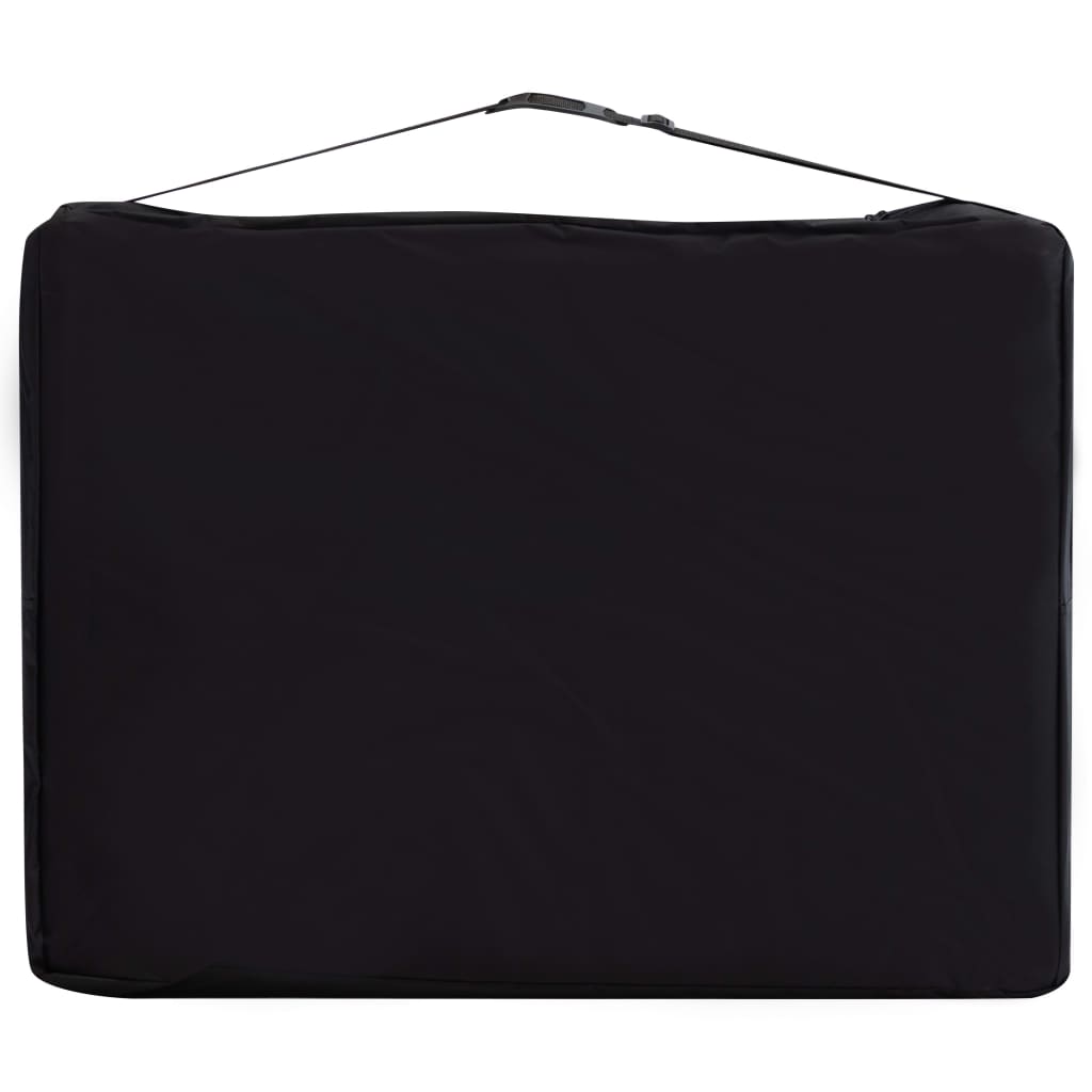 Table de massage pliante 2 zones, châssis aluminium, noir et beige