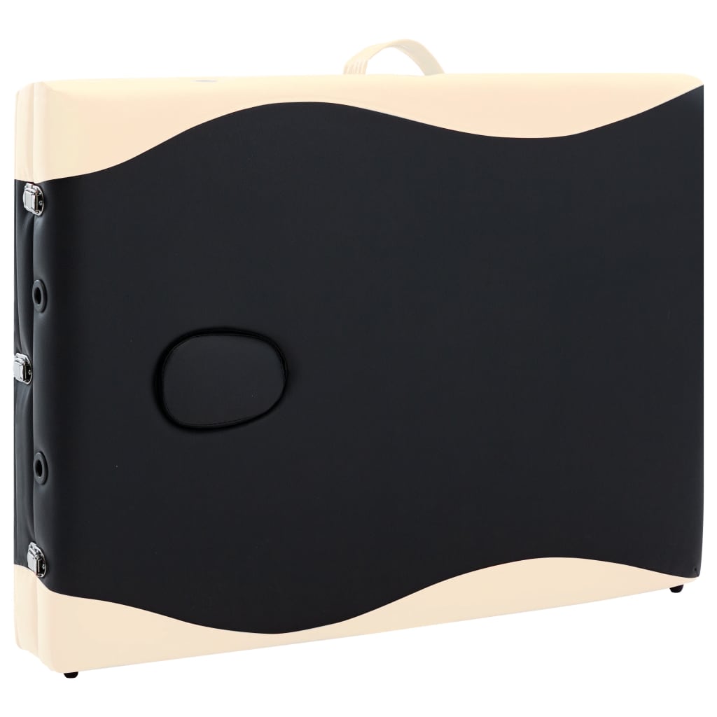 Table de massage pliante 3 zones en aluminium noir/beige
