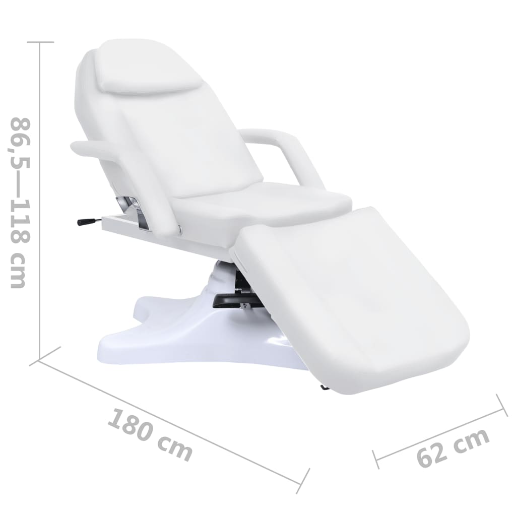 Table de massage blanche 180x62x(86,5-118) cm