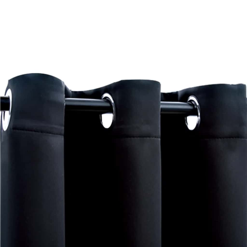 Verdunkelungsvorhänge mit Ringen 2 Stk. Schwarz 97x213 cm Stoff