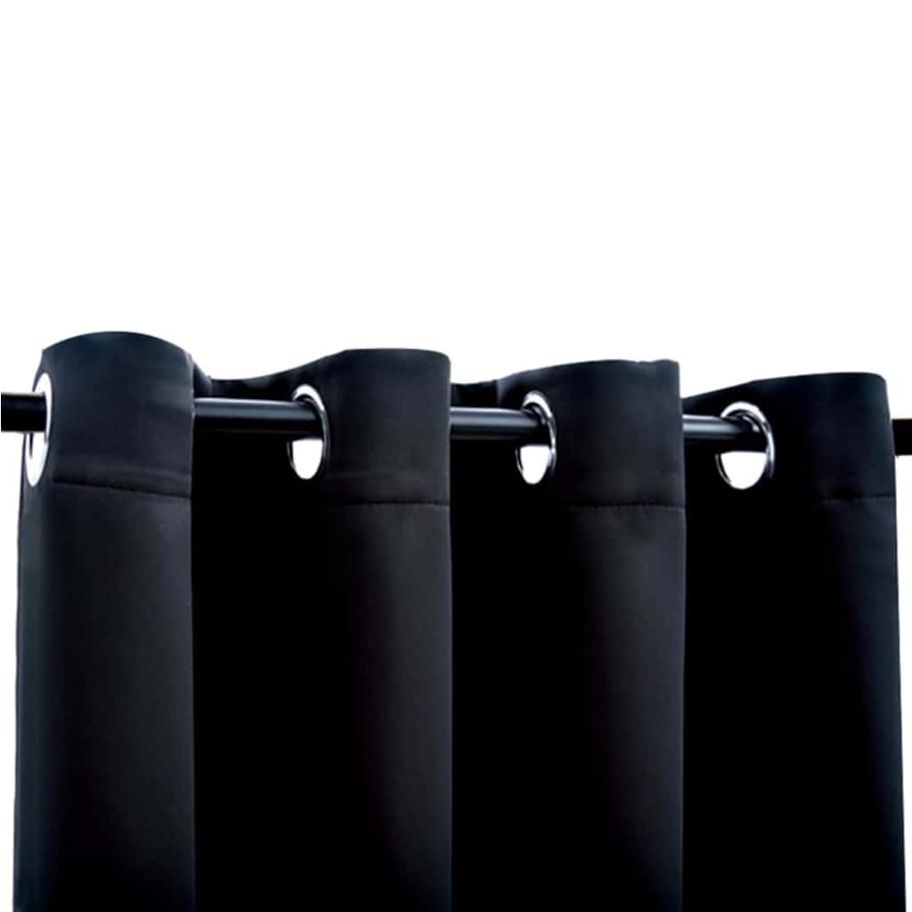 Verdunkelungsvorhänge mit Ringen 2 Stk. Schwarz 137x213 cm Stoff