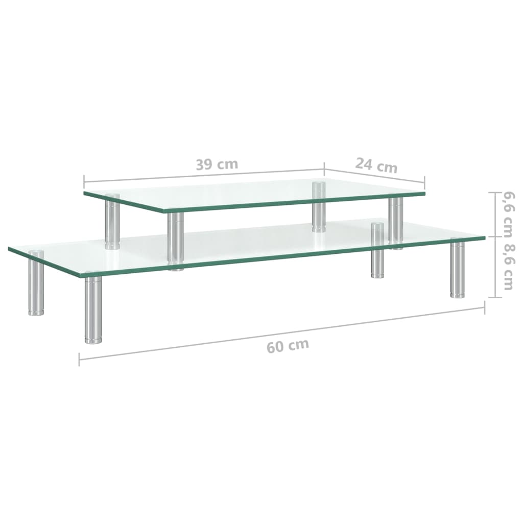Monitor Stand 2-Tier Transparent Glass
