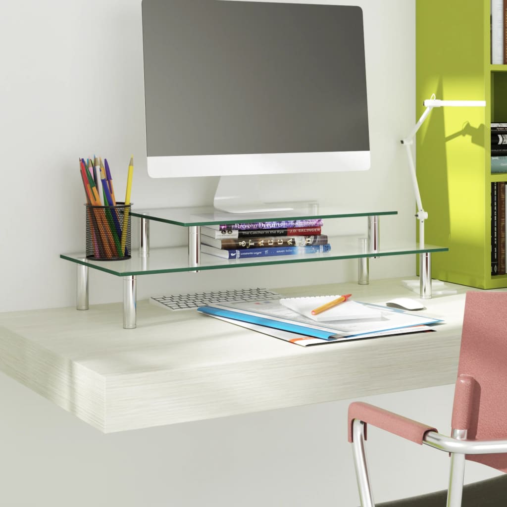 Monitor Stand 2-Tier Transparent Glass