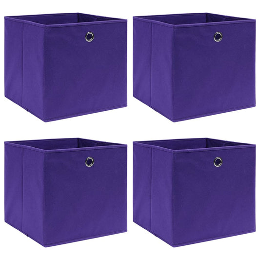 Storage Boxes 4 pcs. Non-woven Fabric 28x28x28 cm Purple