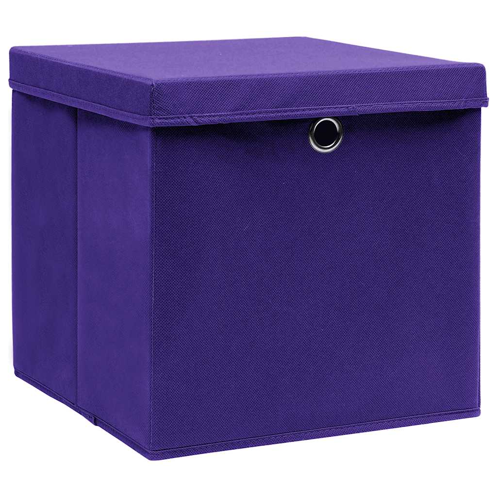 Boîtes de rangement avec couvercles 10 pièces 28x28x28 cm Violet