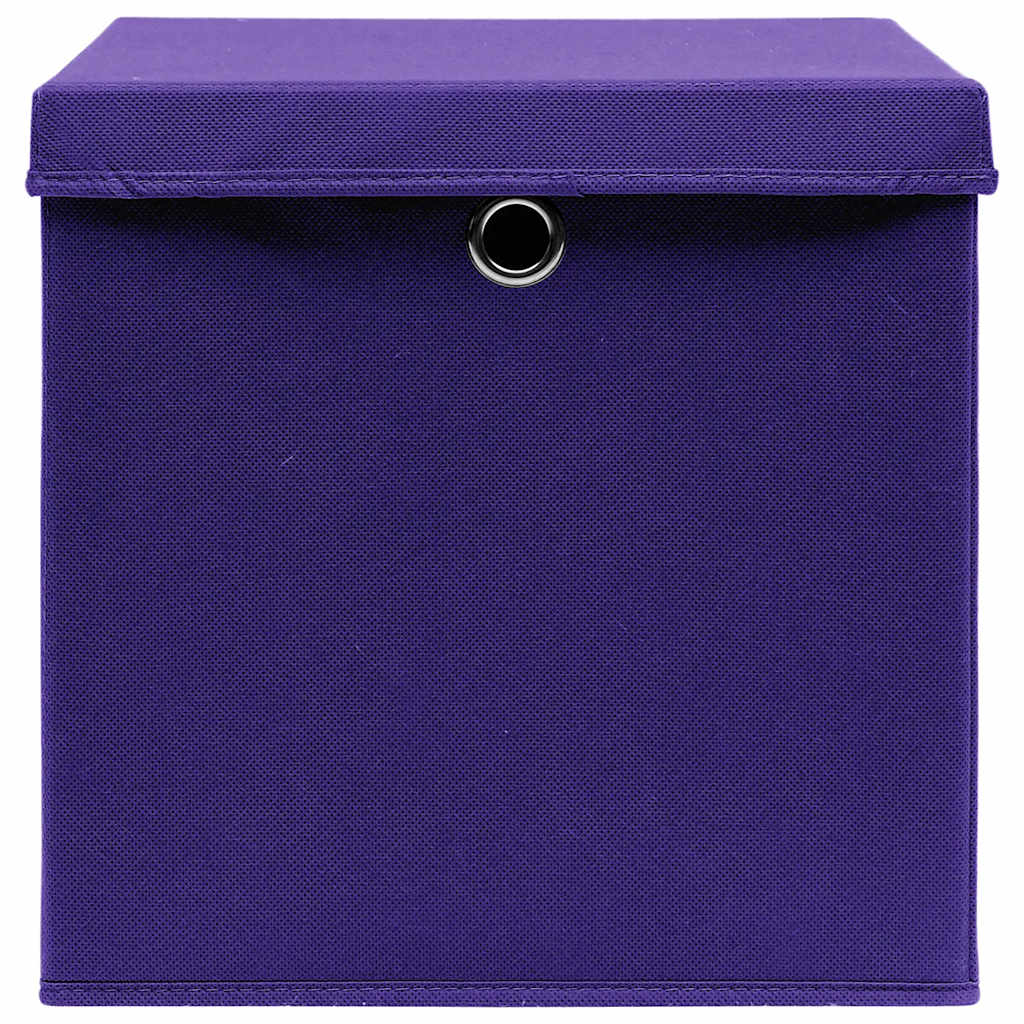 Boîtes de rangement avec couvercles 10 pièces 28x28x28 cm Violet