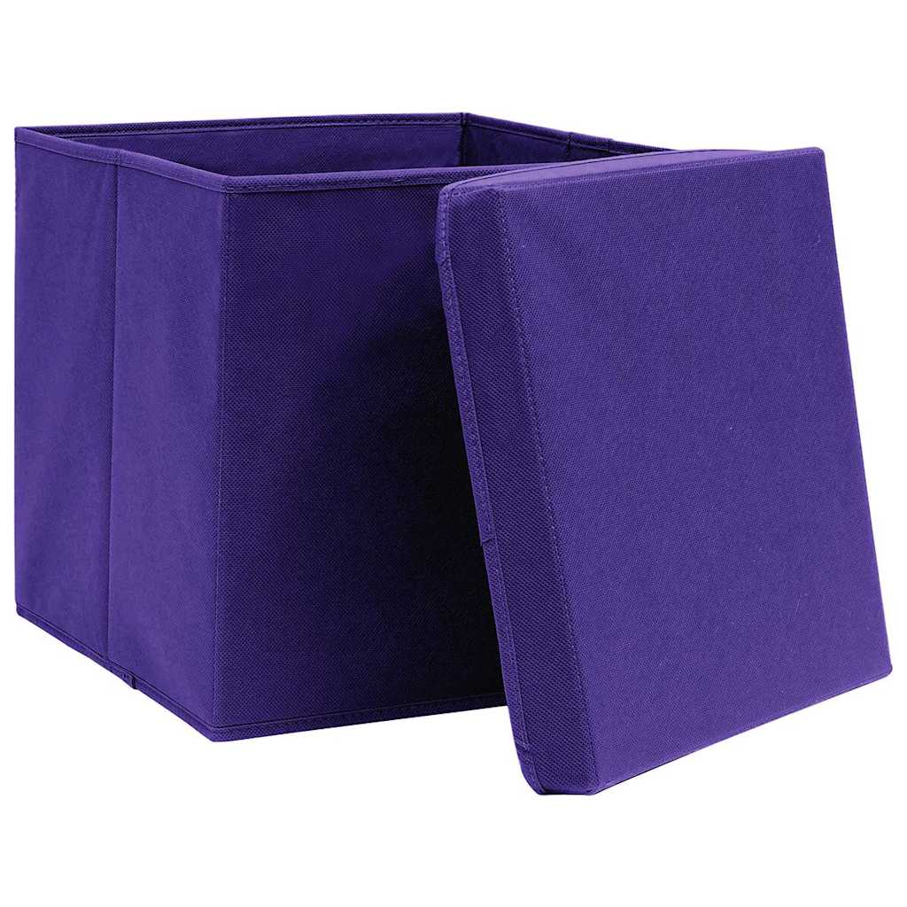 Boîtes de rangement avec couvercles 10 pièces 28x28x28 cm Violet