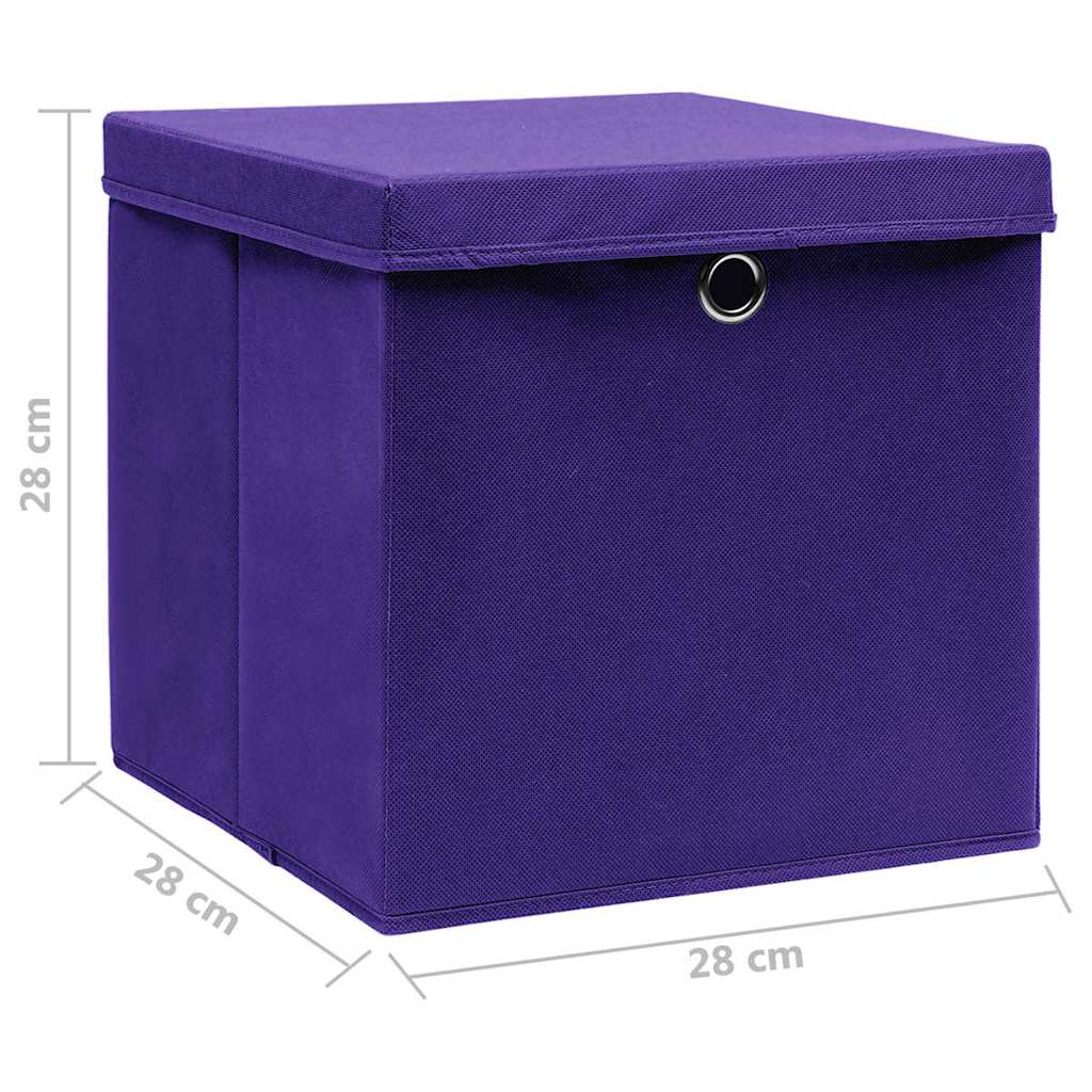 Boîtes de rangement avec couvercles 10 pièces 28x28x28 cm Violet