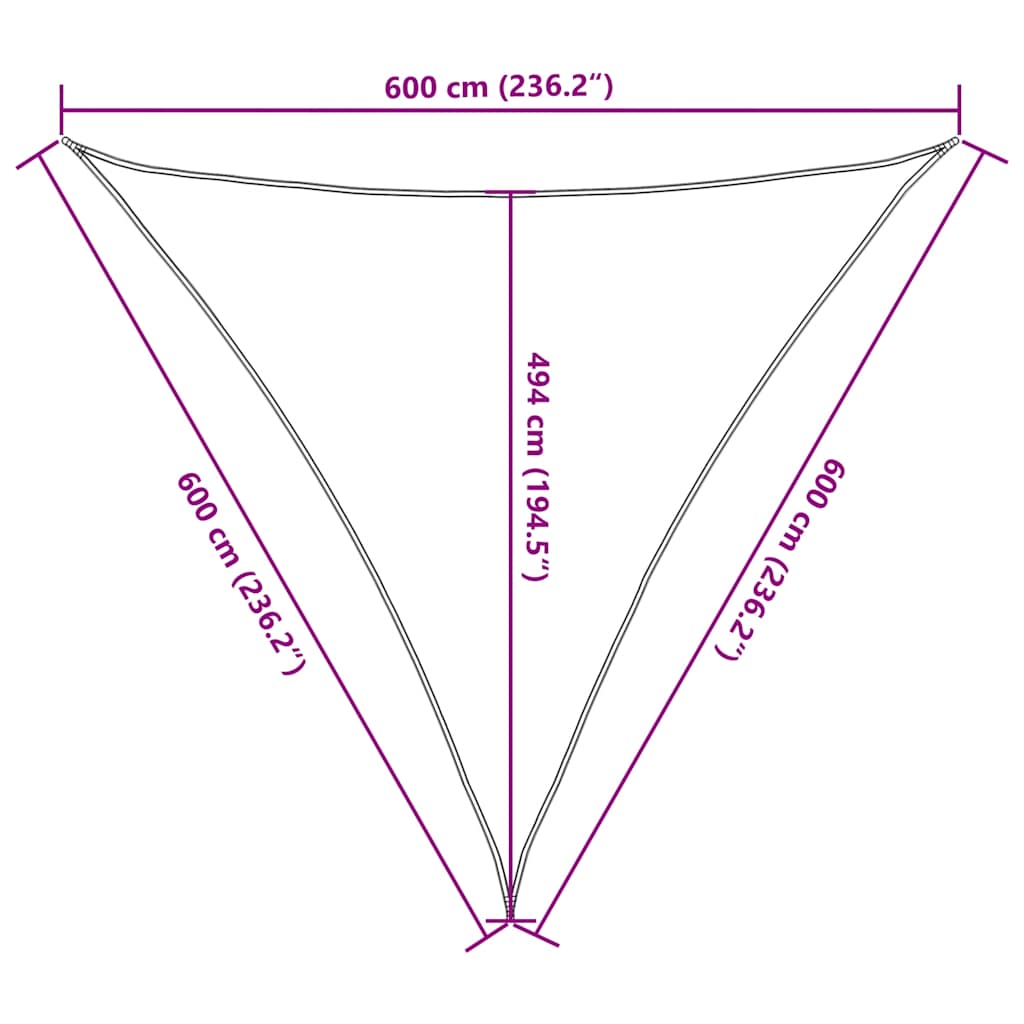Sonnensegel 160 g/m² Dreieckig Dunkelgrün 6x6x6 m HDPE