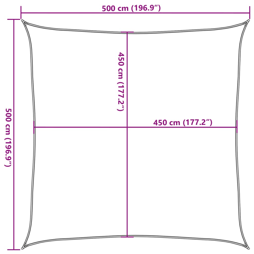 Sonnensegel 160 g/m² Quadratisch Blau 5x5 m HDPE