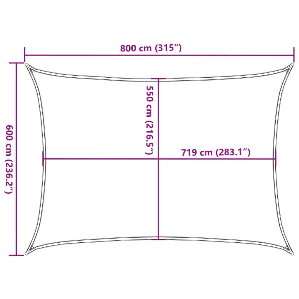 Sonnensegel 160 g/m² Rechteckig Blau 6x8 m HDPE