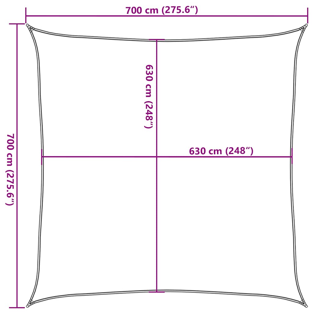 Sonnensegel 160 g/m² Quadratisch Gelb 7x7 m HDPE