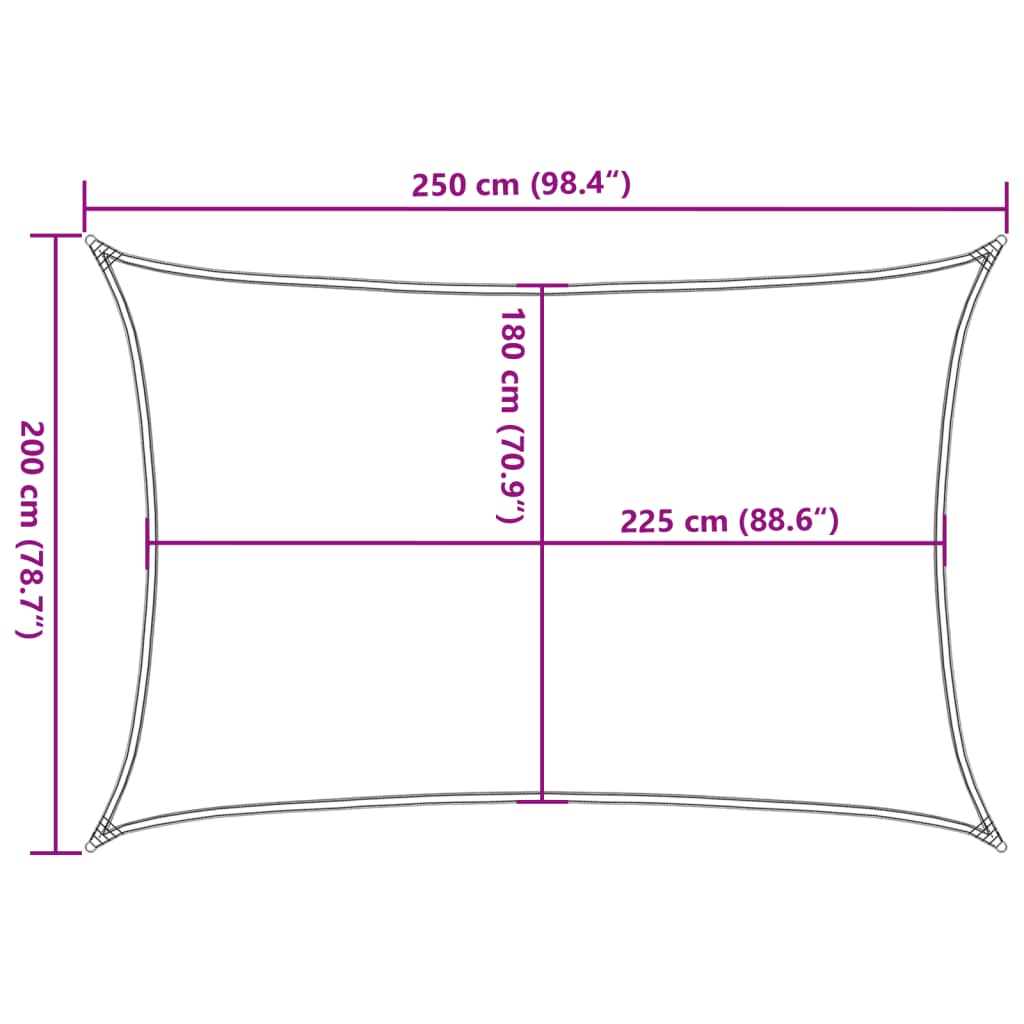 Sonnensegel 160 g/m² Rechteckig Gelb 2x2,5 m HDPE