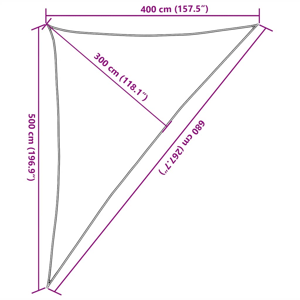 Sonnensegel 160 g/m² Dreieckig Gelb 4x5x6,8 m HDPE