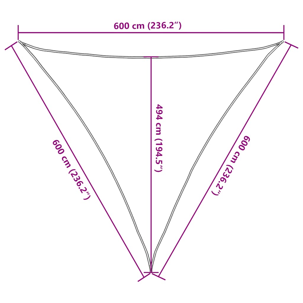 Sonnensegel 160 g/m² Dreieckig Gelb 6x6x6 m HDPE