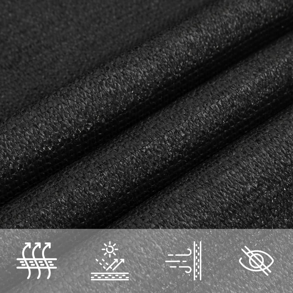 Sonnensegel 160 g/m² Rechteckig Schwarz 6x8 m HDPE