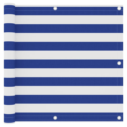 Balkon-Sichtschutz Weiß und Blau 90x400 cm Oxford-Gewebe
