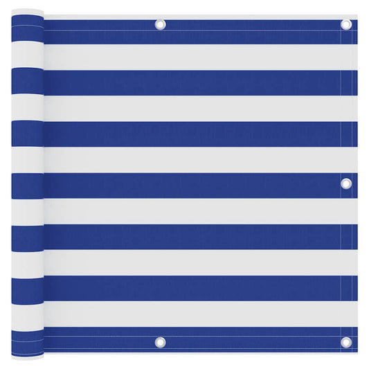 Balkon-Sichtschutz Weiß und Blau 90x500 cm Oxford-Gewebe