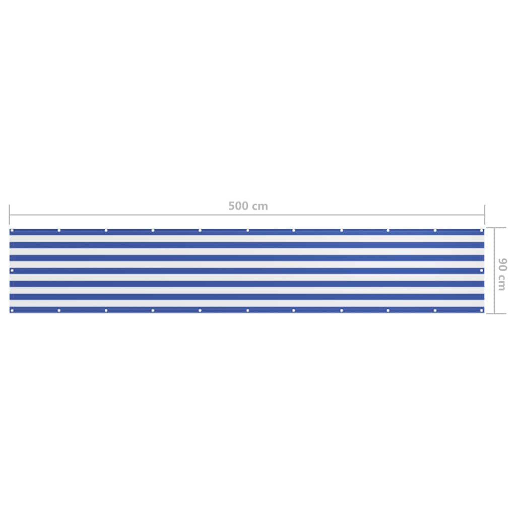 Balkon-Sichtschutz Weiß und Blau 90x500 cm Oxford-Gewebe