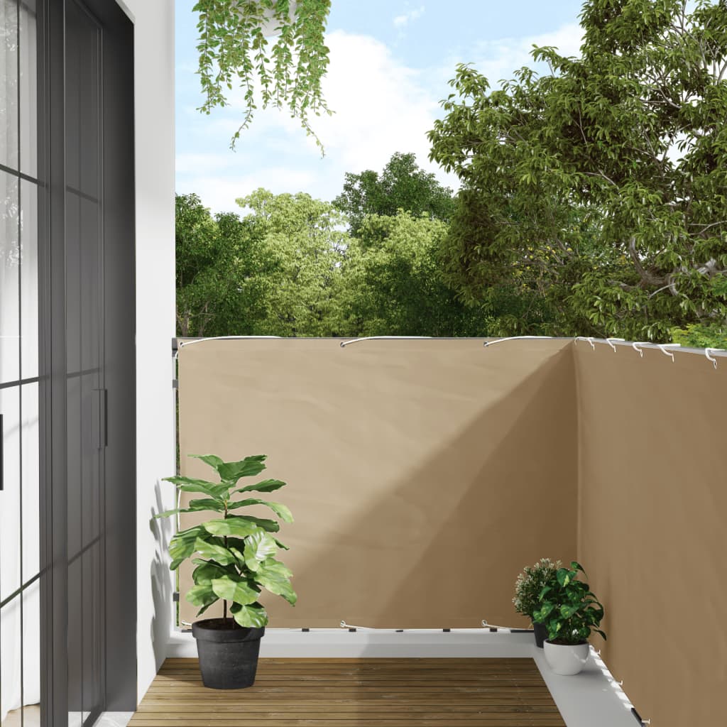 Balkon-Sichtschutz Beige 120x400 cm Oxford-Gewebe