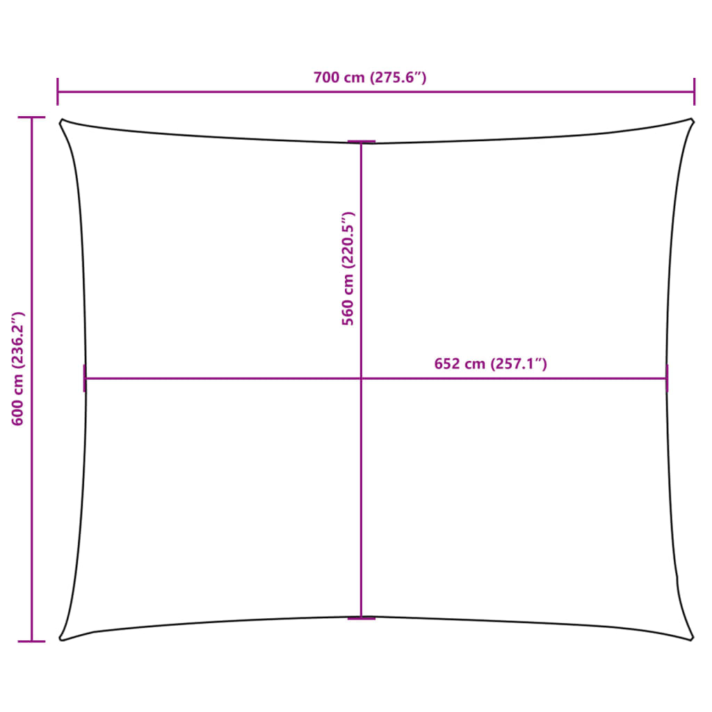 Sonnensegel Oxford-Gewebe Rechteckig 6x7 m Creme