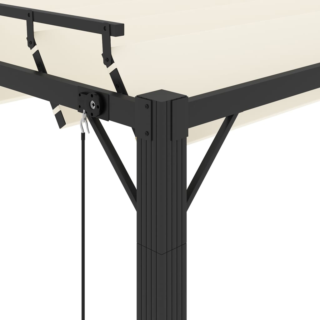Pergola mit Lamellendach 3x3 m Creme Stoff und Aluminium