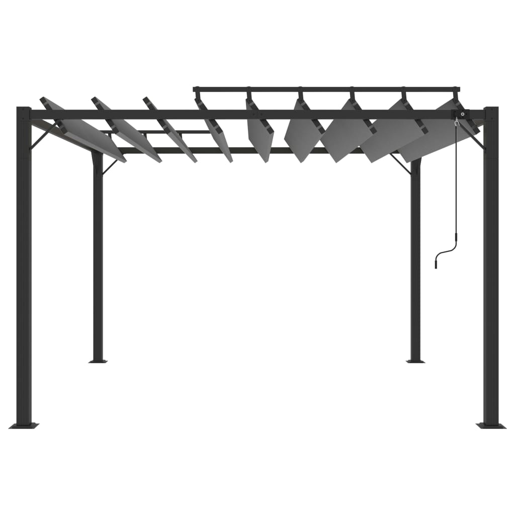 Pergola mit Lamellendach 3x3 m Anthrazit Stoff und Aluminium