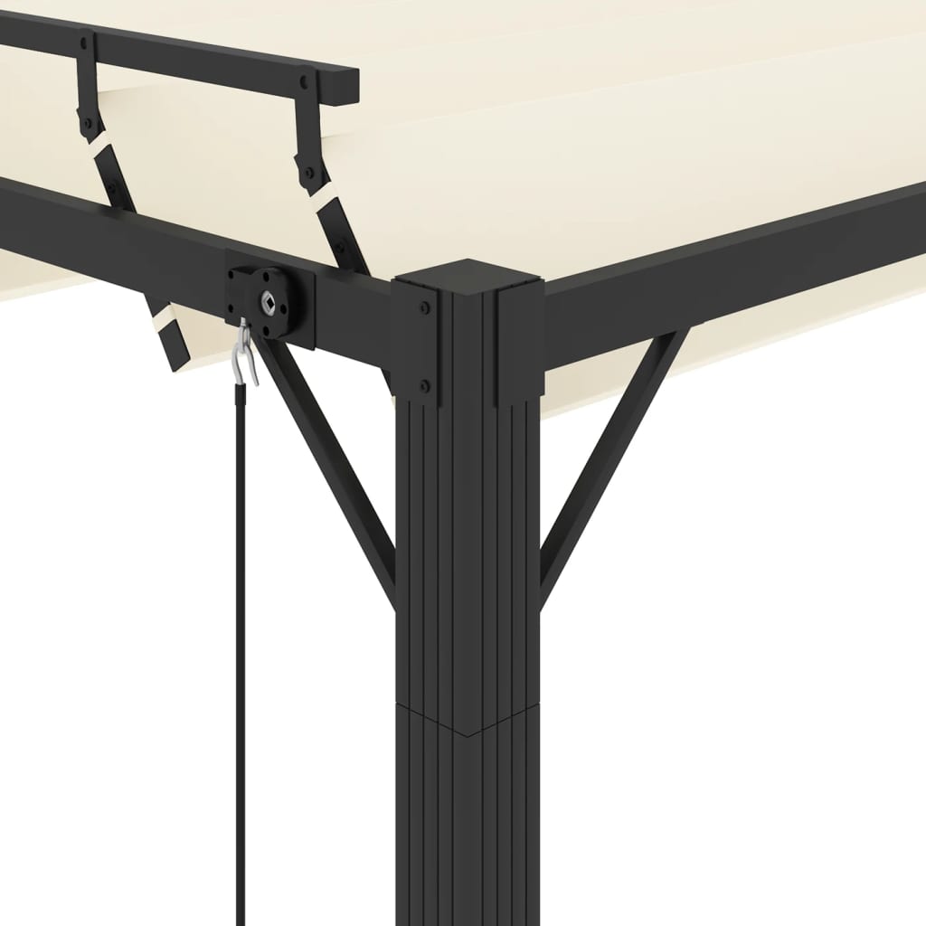 Pergola mit Lamellendach 3x4 m Creme Stoff und Aluminium