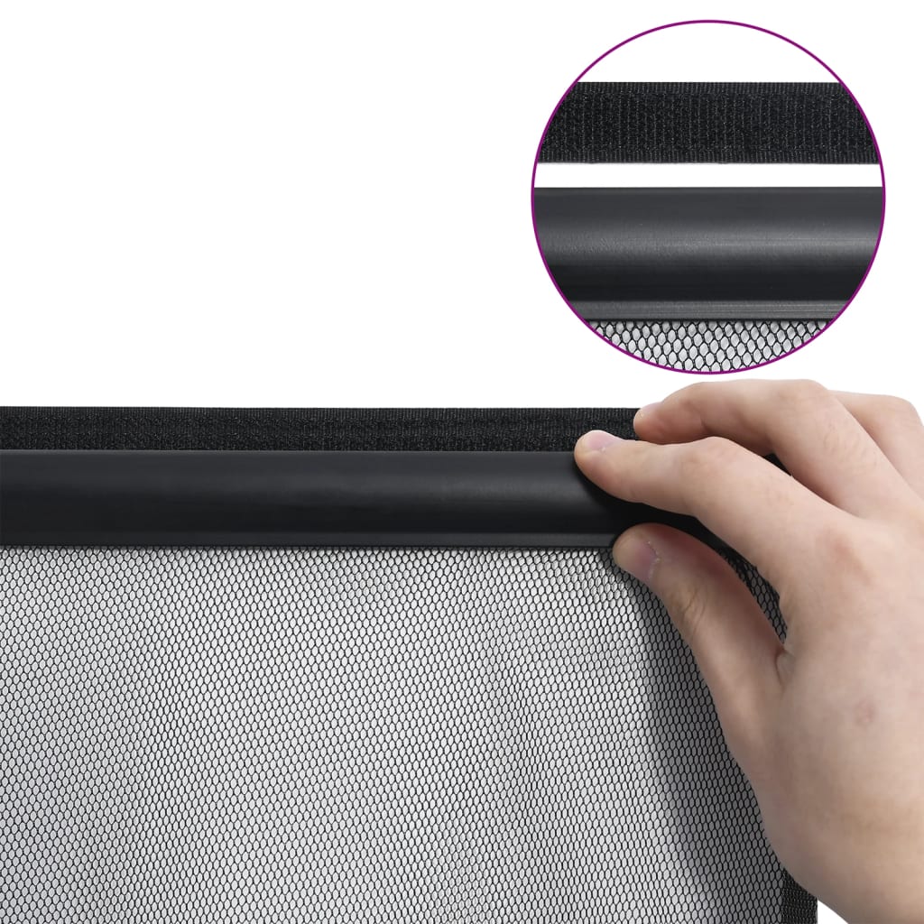 Insect screen for doors 10-piece net curtain black 240x240 cm