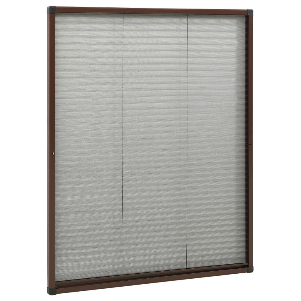 Pleated insect screen for windows, aluminum, brown, 60x80 cm