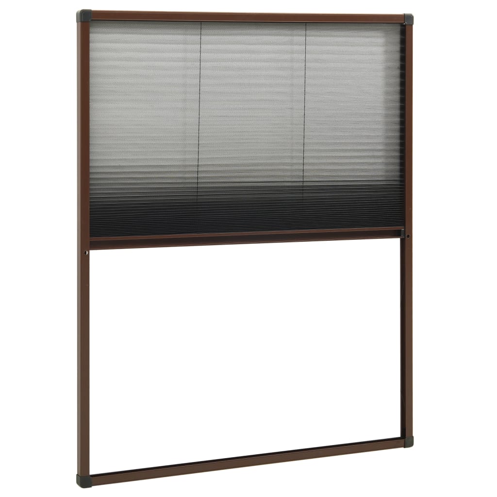 Insect Screen Pleated Blind for Windows Aluminum Brown 80x100 cm