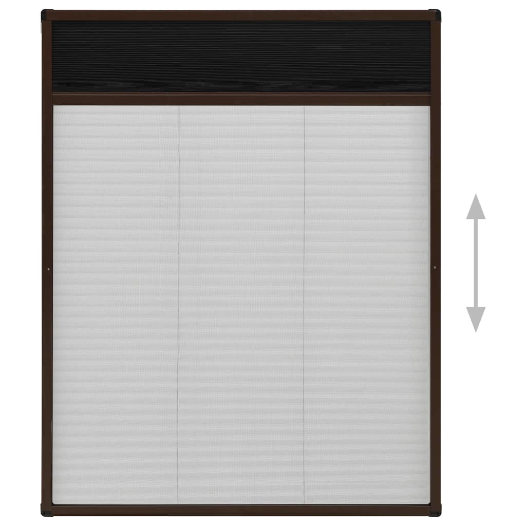 Insect Screen Pleated Blind for Windows Aluminum Brown 80x100 cm