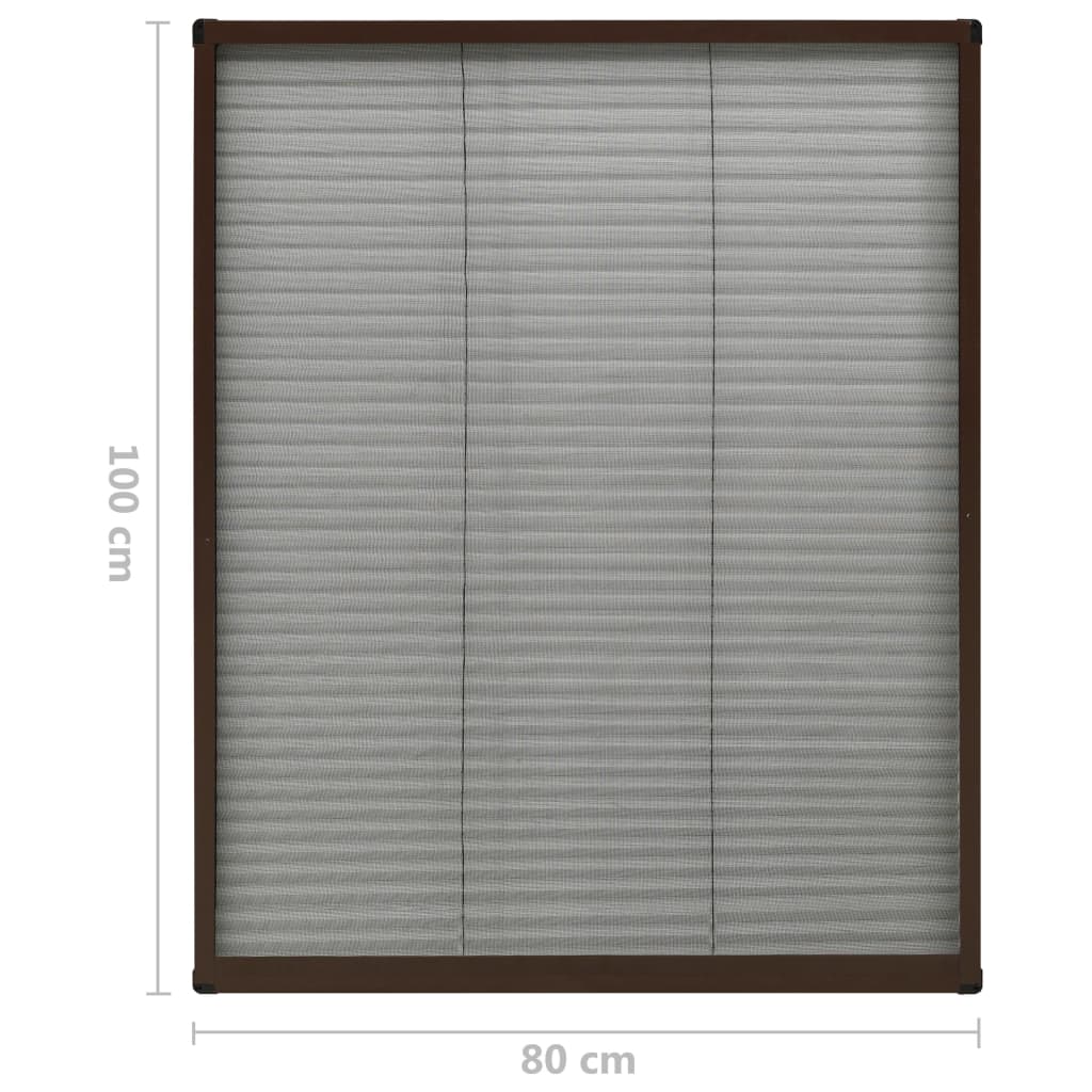 Insect Screen Pleated Blind for Windows Aluminum Brown 80x100 cm