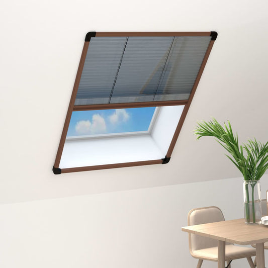 Insect Screen Pleated Blind for Windows, Aluminium, Brown, 80x120 cm