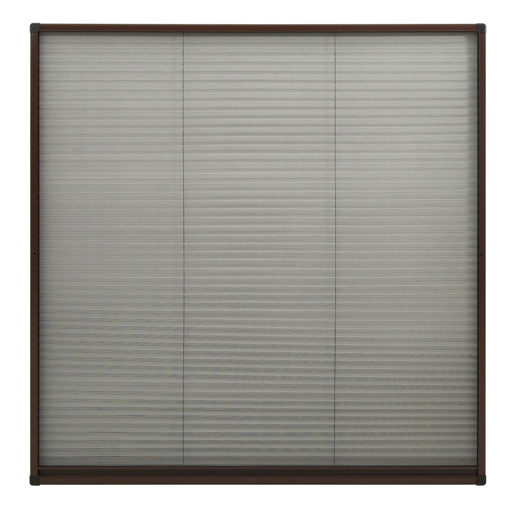 Insect screen pleated blind for windows aluminum brown 120x120 cm