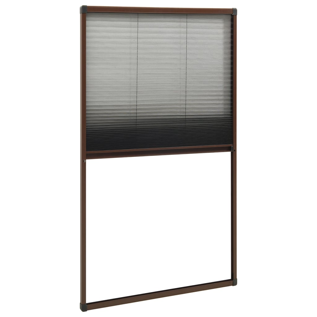 Pleated Insect Screen for Windows, Aluminum, Brown, 80x160 cm
